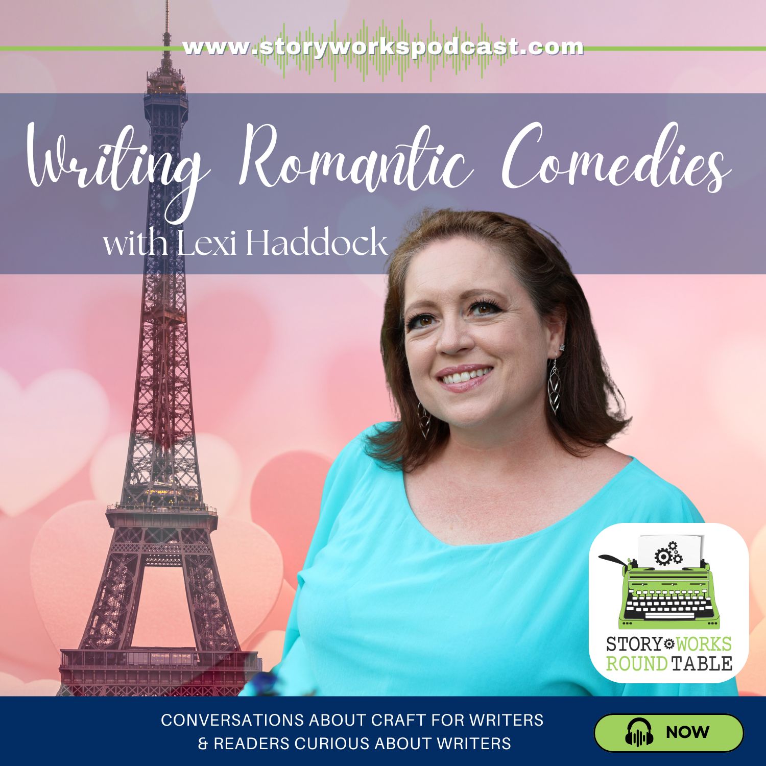 Alida Winternheimer & Catherine Lyon, authors, stand before a bookcase full of books. 